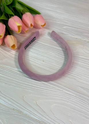 Обруч для волос материал плюш женский ободок цвет розовый (2 см)