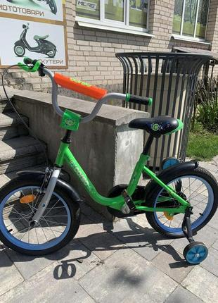 Велосипед дитячий corso 16" зелений з блакитним
