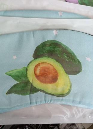 Маска для сна авокадо голубая, повязка для сна