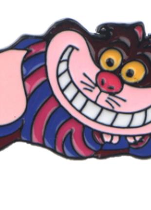 Брошка- брошка значок пін метал кіт чеширський фіолетова усмішка