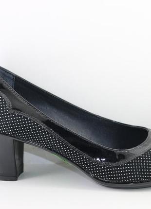 Туфли женские кожаные чёрные классические на каблуках размер 4...