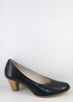 Туфли женские классические  кожаные чёрные на светлой подошве ...