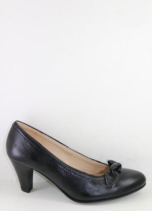 Туфли женские классические кожаные чёрные высота каблуке 6.5 с...