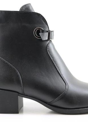 Ботинки женские  кожаные чёрные классические на каблуке 4.5 са...