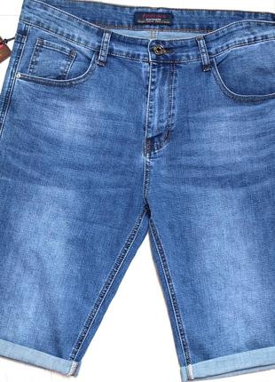 Шорты джинсовые мужские синие с ровным кроем с манжетами  feer...