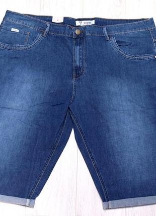 Шорты джинсовые мужские летние ткань тонкая стрейч синие с ров...