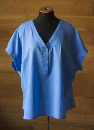Синяя коттоновая летняя блузка женская c&amp;a, размер 4xl, 5xl