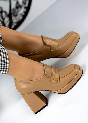 Туфли под заказ натуральная кожа на квадратном устойчивом каблуке