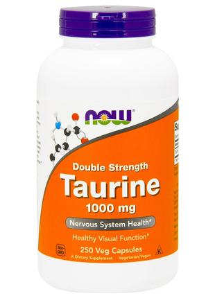Таурин, Taurine, Now Foods, 1000 мг, 250 вегетарианских капсул