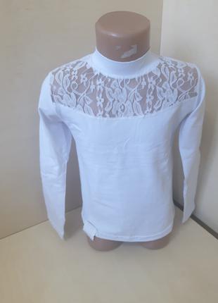 Белая блуза гольф водолазка для девочки Школа р.116 122 128
