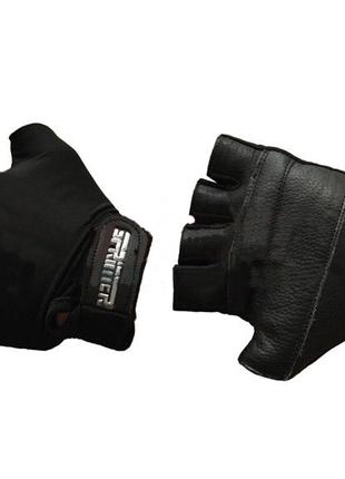 Перчатки без пальцев Sprinter эластик+кожа XL Черные