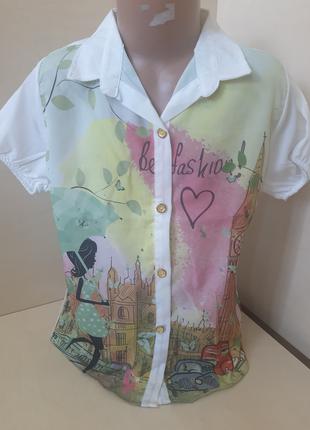 Белая блузка Рубашка для девочки Школа Турция 128 134 140