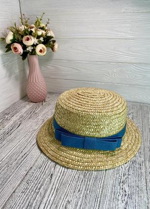 Летняя женская соломенная шляпа канотье с небольшими полями и ...