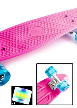 Детский розовый скейт-пенни борд Penny board для начинающих со...
