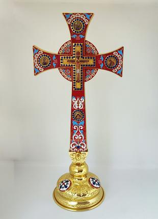 Подставка для креста напрестольного с вставками эмали, высота ...
