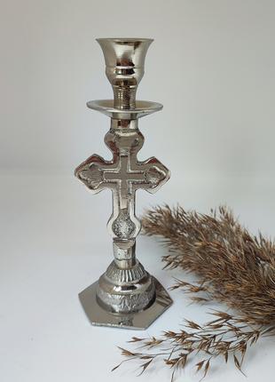 Подсвечник крест малый на одну свечу, высота 13см (Греция)