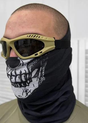 Тактичні захисні окуляри маска + 3 лінзи (Койот)