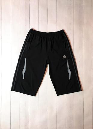 Мужские черные спортивные бриджи шорты adidas адидас с лампаса...