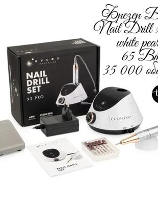 Фрезер для манікюру bucos nail drill x2 pro white pearl 65 вт,...