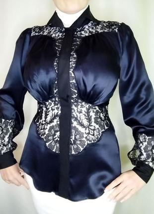 Корсажная шелковая блуза ferre с кружевом