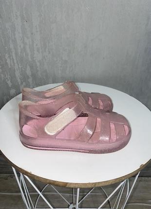 Силиконовые сандалии босоножки с блестками на девочку 25р пото...