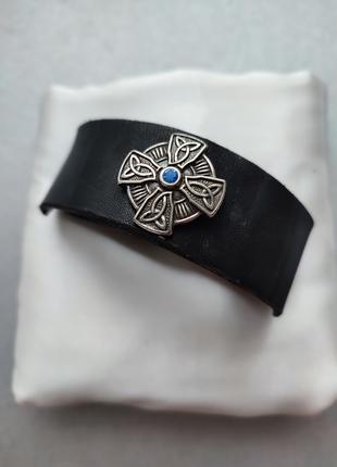 Стильный кожаный браслет "Кельтский крест"