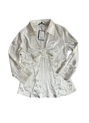 Нова атласна блуза жіноча молочна розм s ko&kor