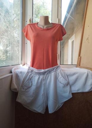 Брендовый коттоновый домашний комплект пижама шорты футболка