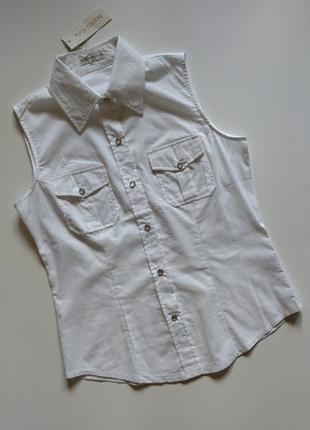 Легкая хлопковая блуза безрукавка рубашка