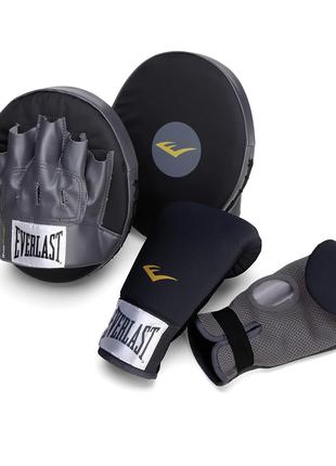 Комплект для бокса лапы+перчатки Everlast BOXING FIT KIT Черны...