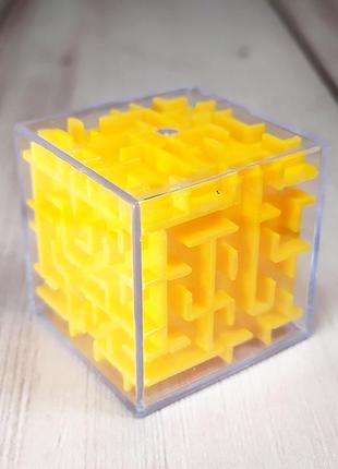 Головоломка "кубик-лабіринт" жовта