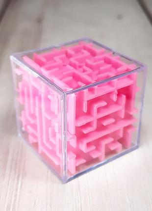 Головоломка "кубик-лабіринт" рожева