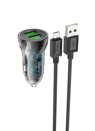 Адаптер автомобильный HOCO Micro USB cable Transparent Discove...