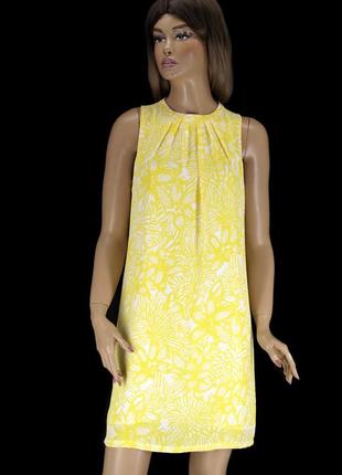 Брендовое жёлтое лёгкое шифоновое платье "h&m" в цветочный при...