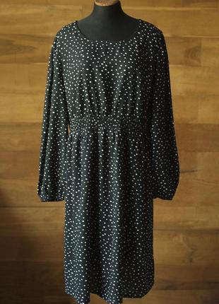 Чорна батальна сукня в горох жіноча міді yessica, розмір xl 2xl