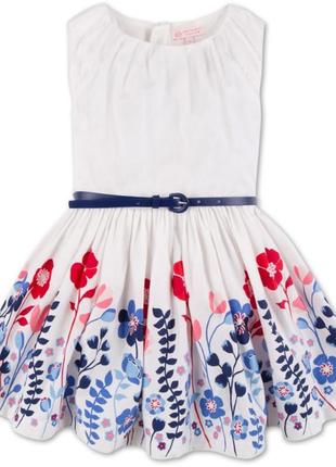 Праздничное платье для девочки в красные и синие цветы