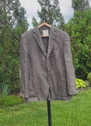 Paul rosen/ льняной винтажный серо-коричневый пиджак итальянск...