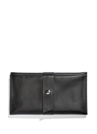 Женский кожаный кошелек черный с перфорацией Sambag