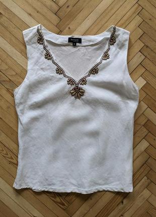 Льняная блуза с вышивкой bernardi лен