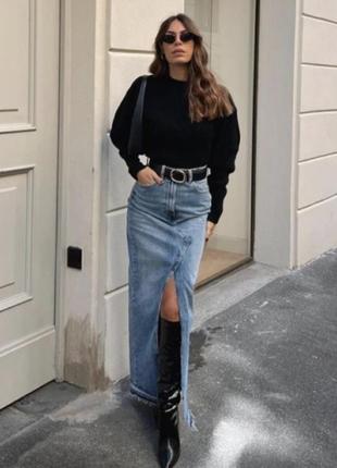 Длинная джинсовая юбка zara