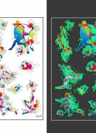 Стикер-тату Футбол, Светящиеся Флеш тату, временная татуировка...