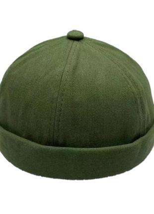 Кепка докер мужская, бини в рубчик, головной убор зеленый