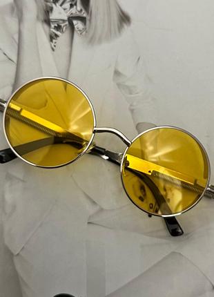 Круглые очки тишейды с шорами желтый в серебре