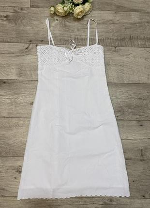 Белое платье, сарафан h&m с прошвой, р.xs-s