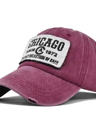 Кепка бейсболка chicago (чикаго) с изогнутым козырьком красная...