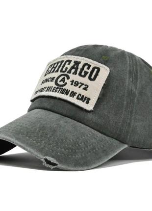 Кепка бейсболка chicago (чикаго) с изогнутым козырьком хаки, у...