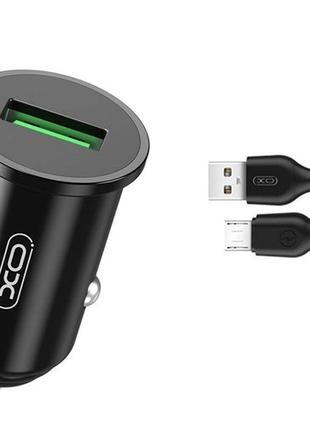 АЗУ XO TZ12 18W QC3.0 Car Charger with Micro cable Black