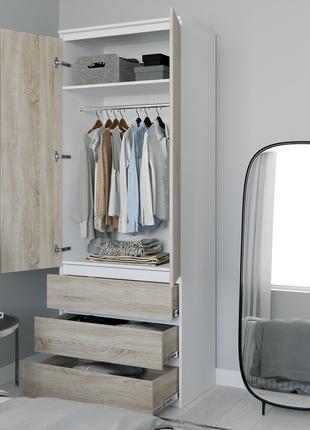 Шкаф со штангой для одежды Moreli T-211 2100x800x500 Белый-Дуб...