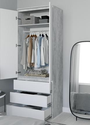 Шкаф со штангой для одежды Moreli T-211 2100x800x500 Бетон-Белый