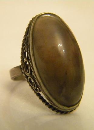 Кольцо перстень ссср камень скань мельхиор серебрение №842